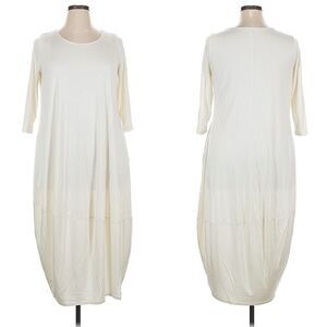 Love In Creme Linen Blend Oversized Midi Dress Sz S Lagonlook Minimalist Preppy